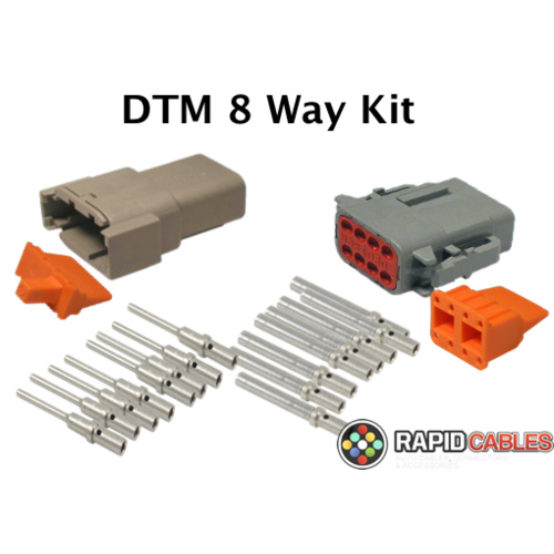 Deutsch DTM 8 Way Kit - Male & Female Housings, Pins & Sockets, Wedges