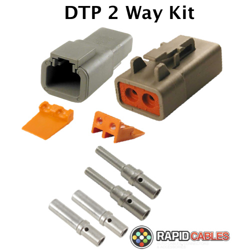 Deutsch DTP 2 Way Kit - Male & Female Housings, Pins & Sockets, Wedges
