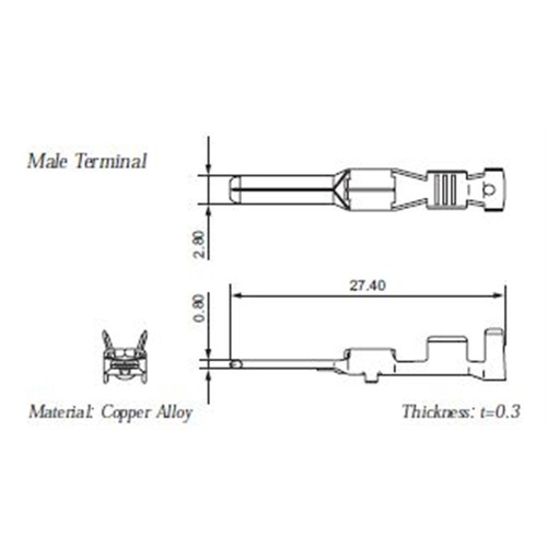 7114-4112 - YAZAKI MALE TERMINAL, TIN, 2.0mm